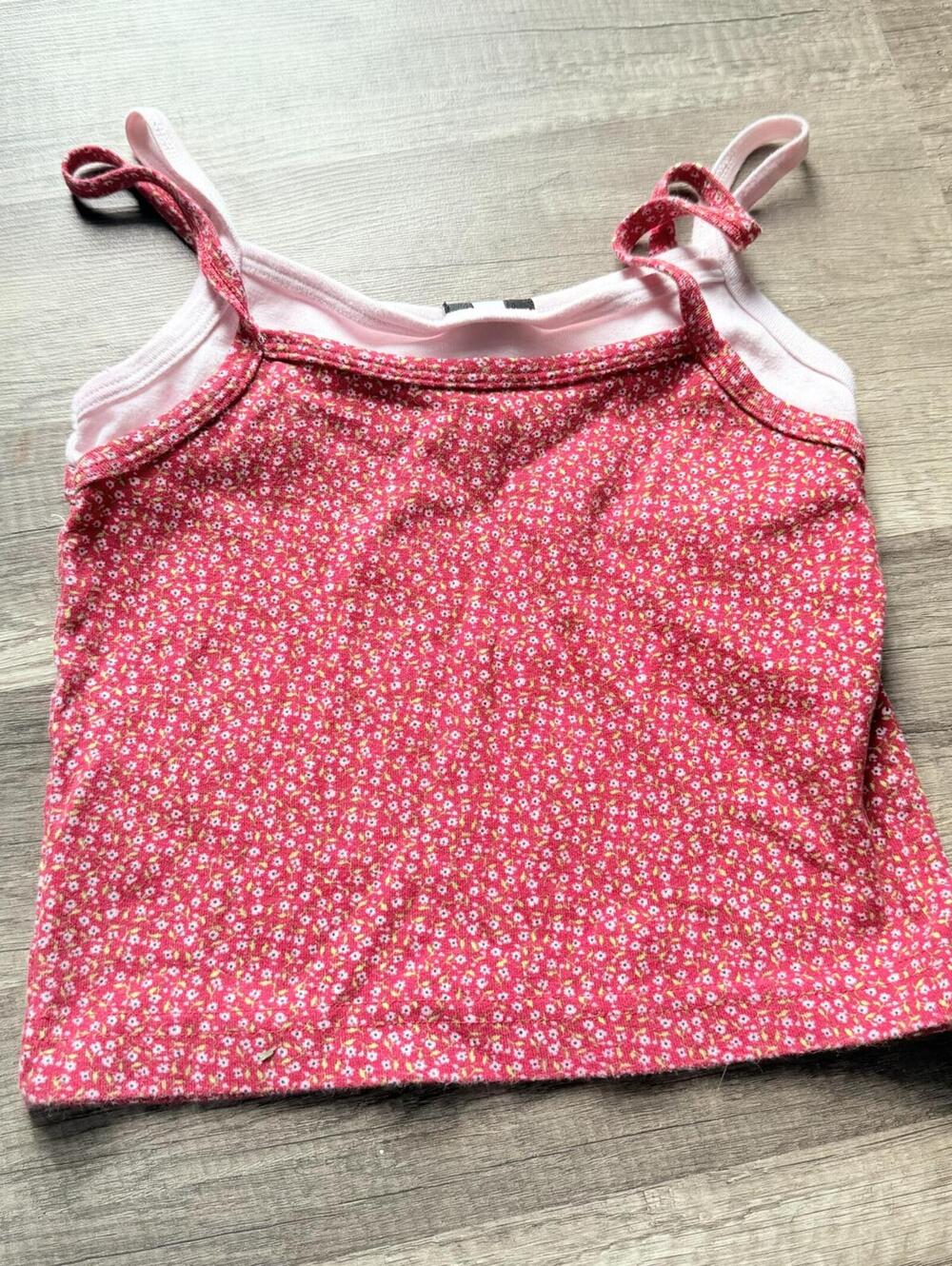 (BOGO 75% Off)  Cute Pink Floral Double Strap Tank Top - Size XS